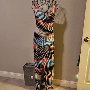 VENUS Vibrant Red and Blue Maxi Dress